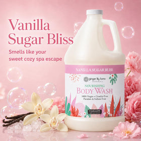 Ginger Lily Farms Gel Douche Nourrissant 1 gal avec mousse sur une éponge