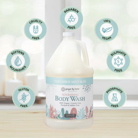 Ginger Lily Farms gel douche nourrissant 1 gal Cucumber Mint Bliss dans un distributeur