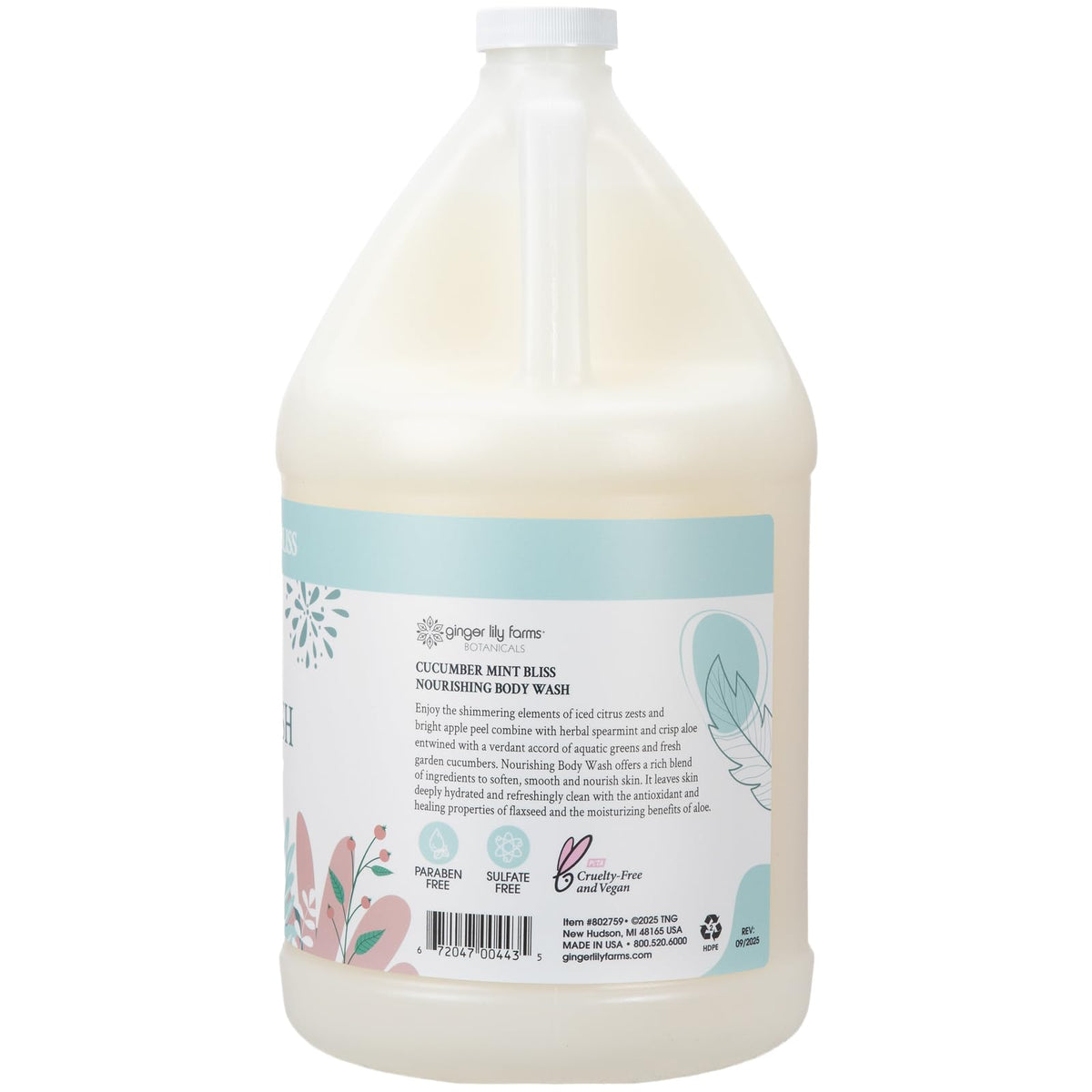 Ginger Lily Farms gel douche nourrissant 1 gal Cucumber Mint Bliss en utilisation