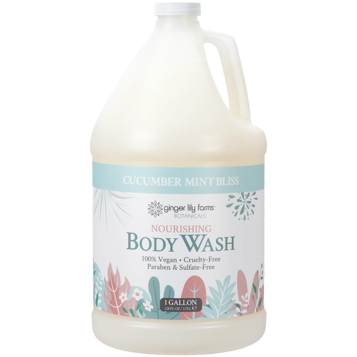 Ginger Lily Farms gel douche nourrissant 1 gal Cucumber Mint Bliss étiquette