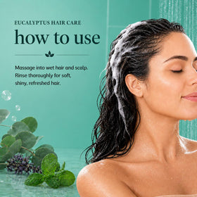 Ginger Lily Farms Shampoo Hydratant Eucalyptus Tranquility 3,78 L en utilisation dans une douche