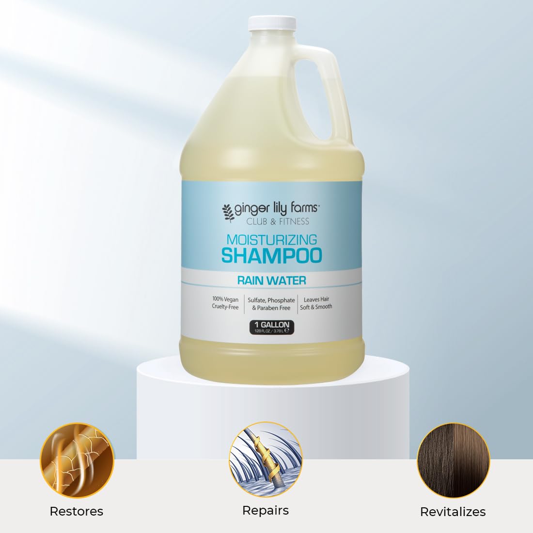 Ginger Lily Farms shampooing hydratant 1 gal sur un comptoir