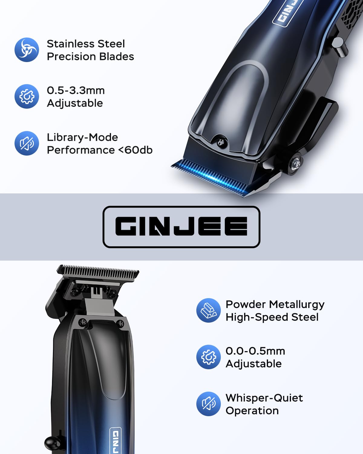 GinJee Tondeuse sans fil affichage LED en temps réel