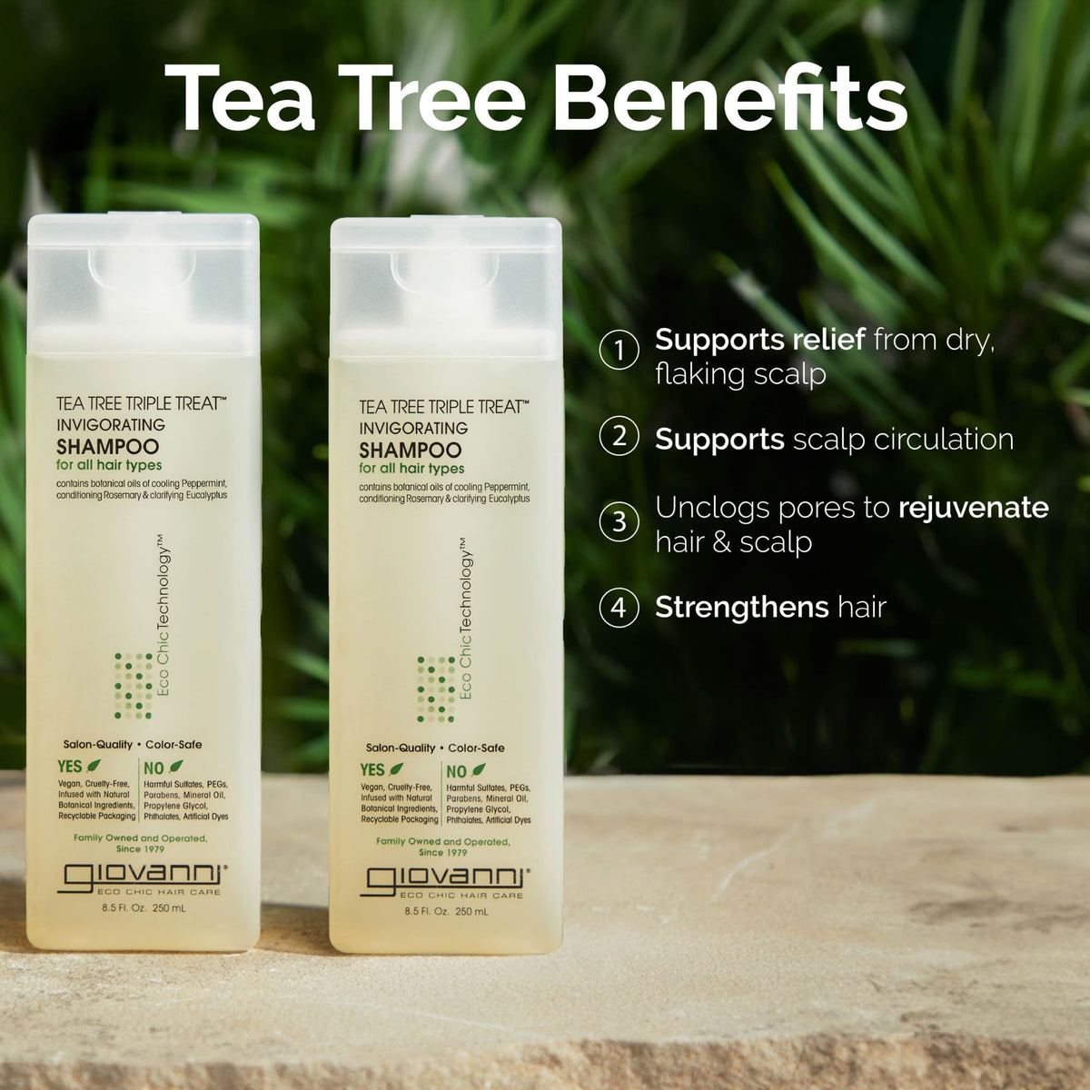 GIOVANNI Shampoo Tea Tree Triple 24 oz avec des ingrédients botaniques