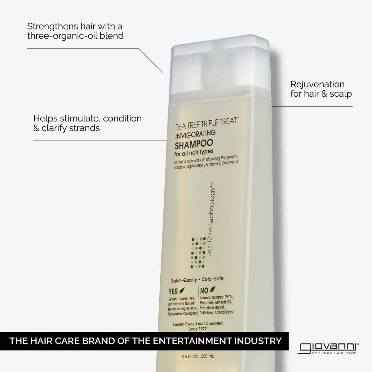 GIOVANNI Shampoo Tea Tree Triple 24 oz détails de l'emballage