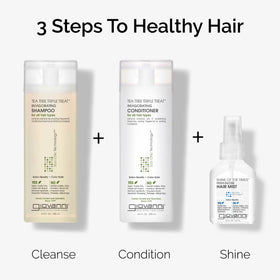 GIOVANNI Tea Tree Triple Shampoo et Après-Shampooing en usage