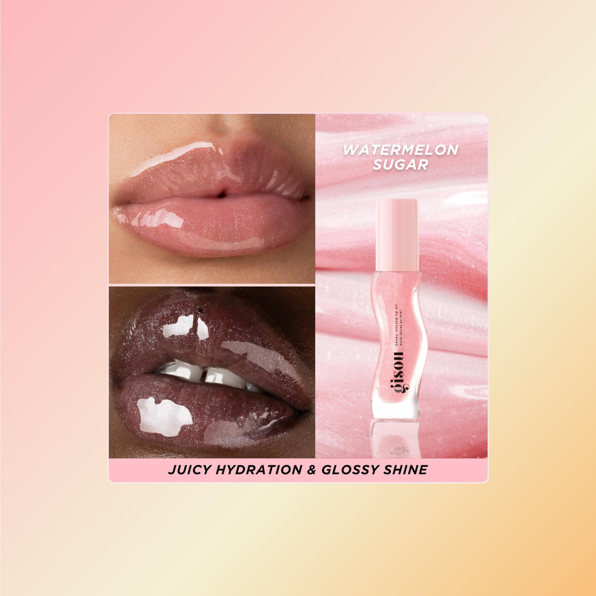 Gisou Huile à Lèvres Infusée au Miel Watermelon Sugar avec applicateur