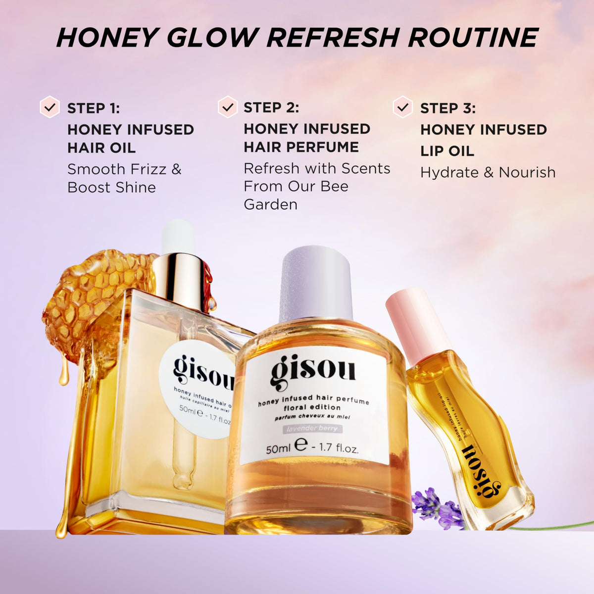 Gisou parfum capillaire 50ml Lavande Baie avec autres produits de beauté