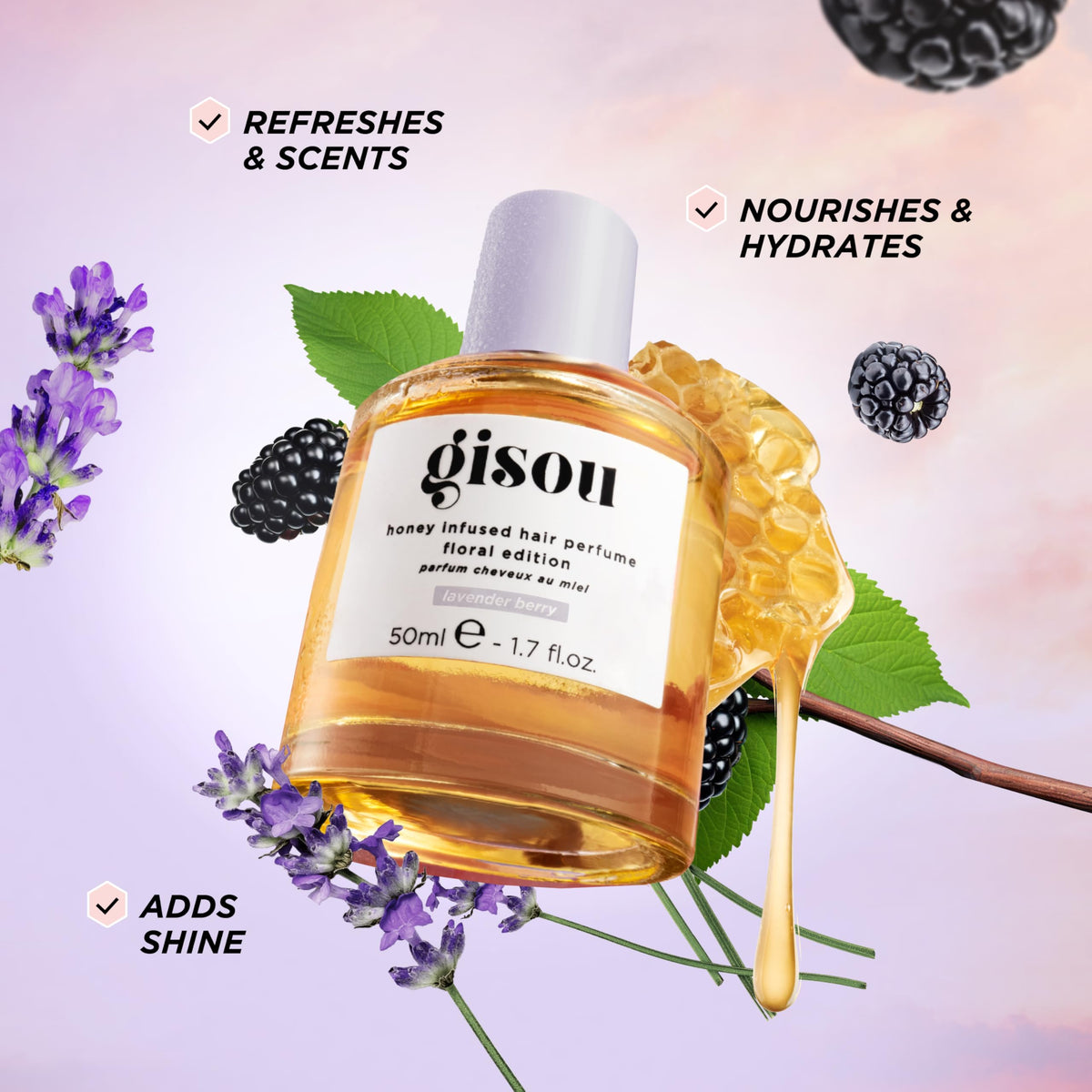 Gisou parfum capillaire 50ml Lavande Baie étiquette