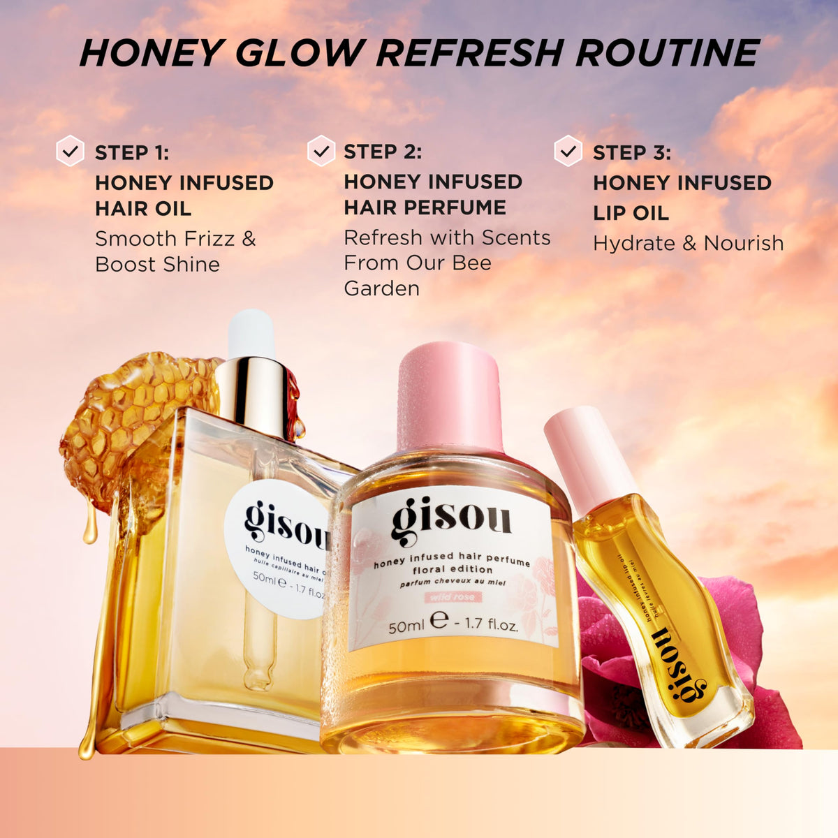 Gisou parfum pour cheveux infusé au miel 50 ml avec fleurs