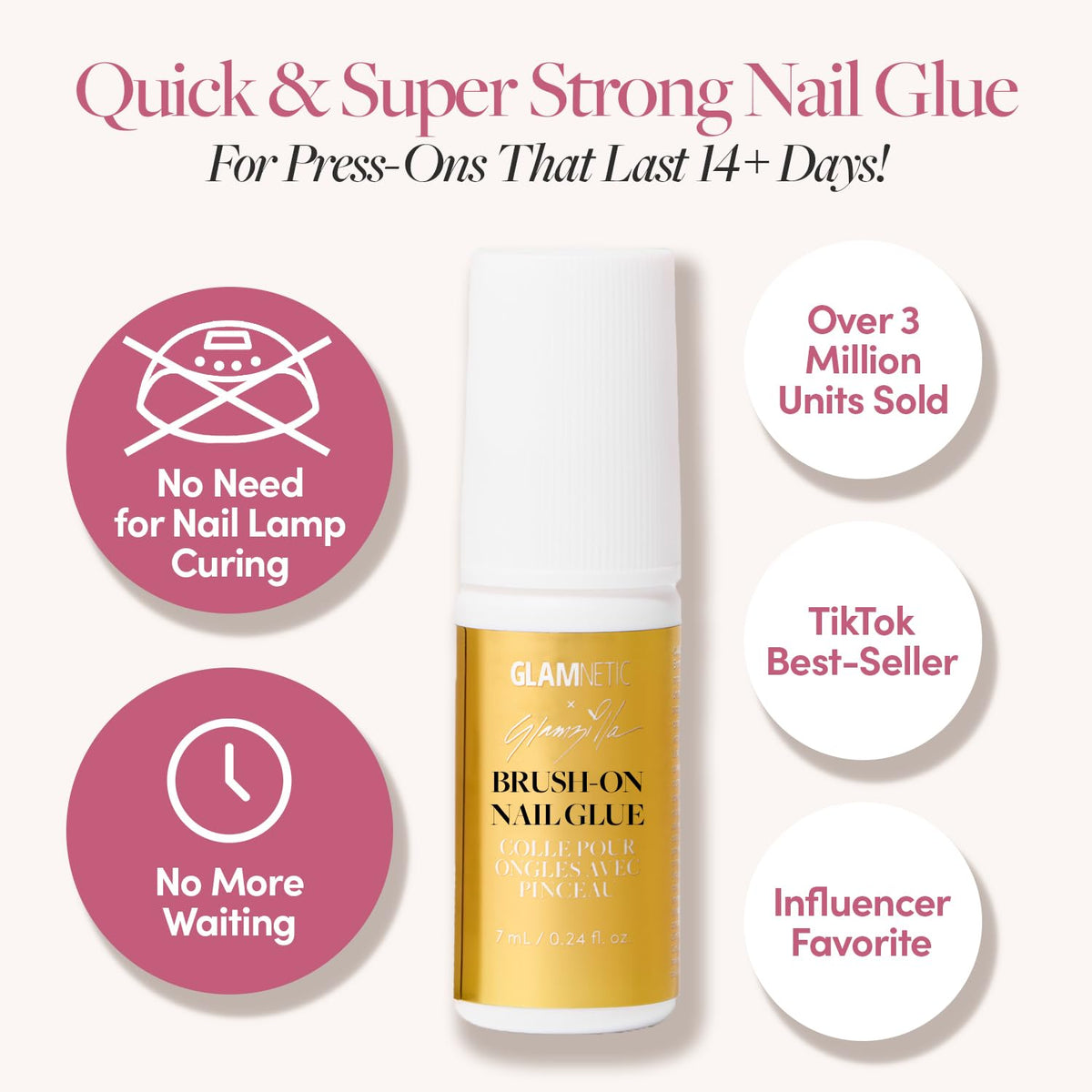 Glamnetic Colle à Ongles GLAMZILLA 10g avec faux ongles