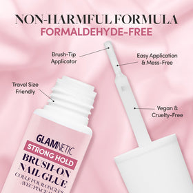 Glamnetic Colle à Ongles Super Fort 24 ml, applicateur à pinceau