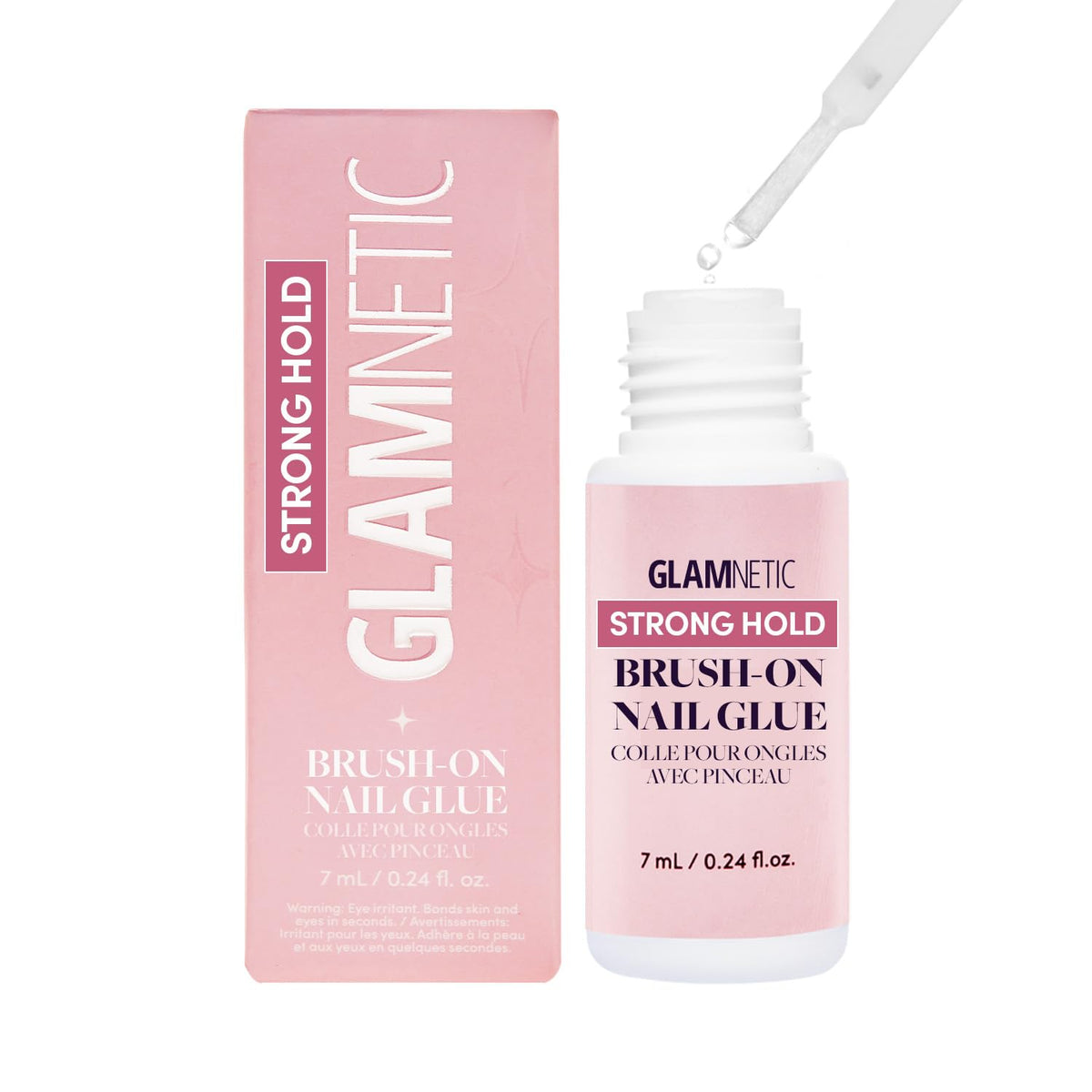 Glamnetic Colle à Ongles Super Fort 24 ml, vue avant avec applicateur