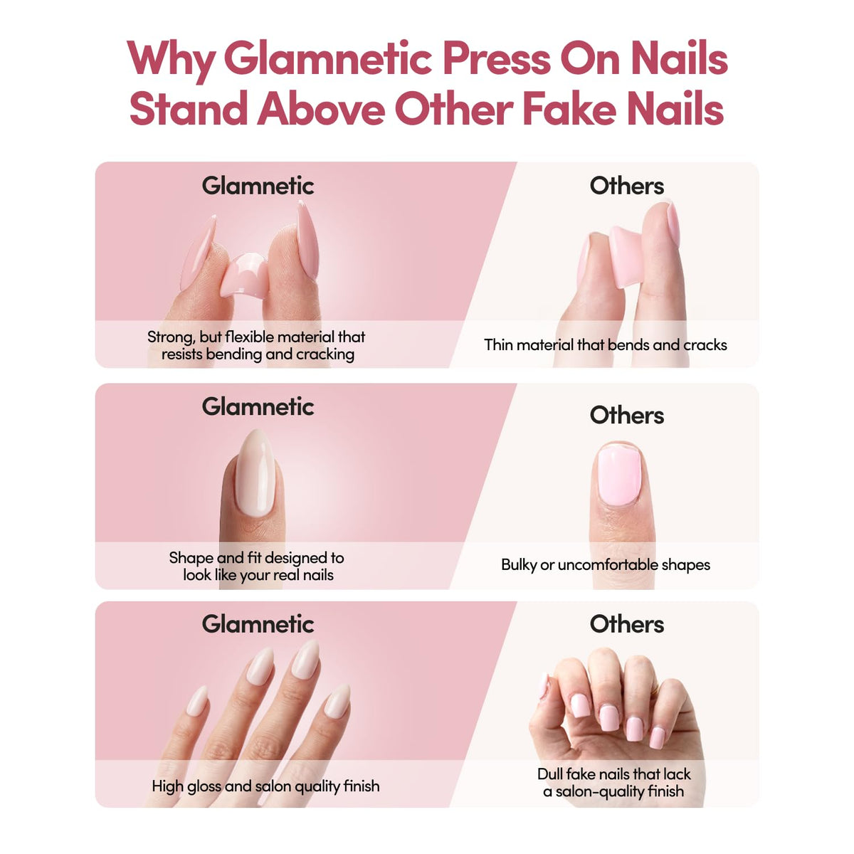 Glamnetic faux ongles avec cuticule stick et pad d'alcool