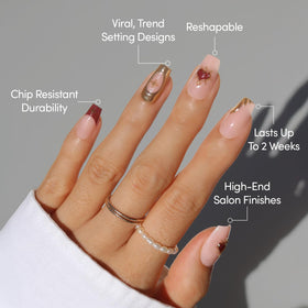 Glamnetic faux ongles avec motifs en or 3D