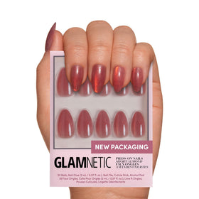 Glamnetic Faux Ongles Courts Amande Velours ensemble complet