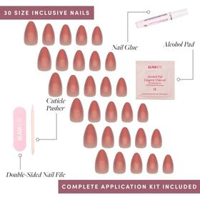 Glamnetic Faux Ongles Courts Amande Velours et bâtonnet pour cuticules