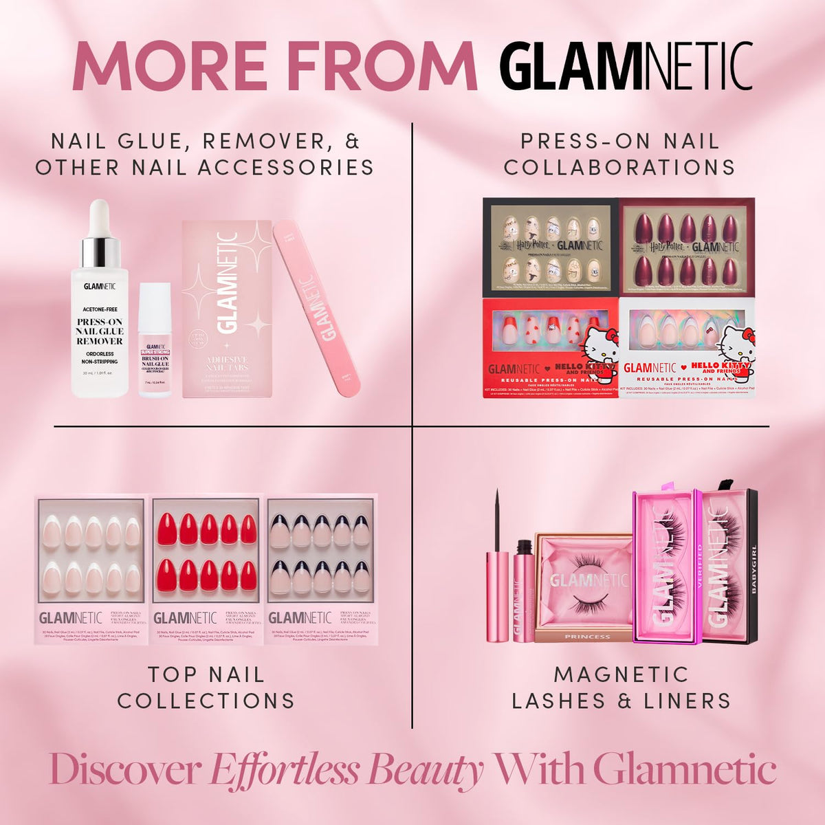Glamnetic Faux Ongles courts ronds présentés sur une surface élégante