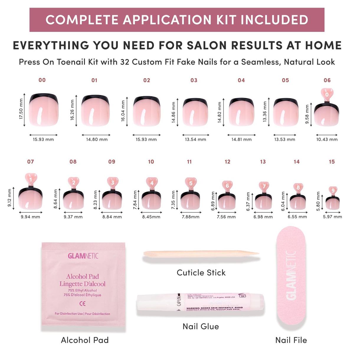 Glamnetic faux ongles en différentes tailles pour ajustement parfait