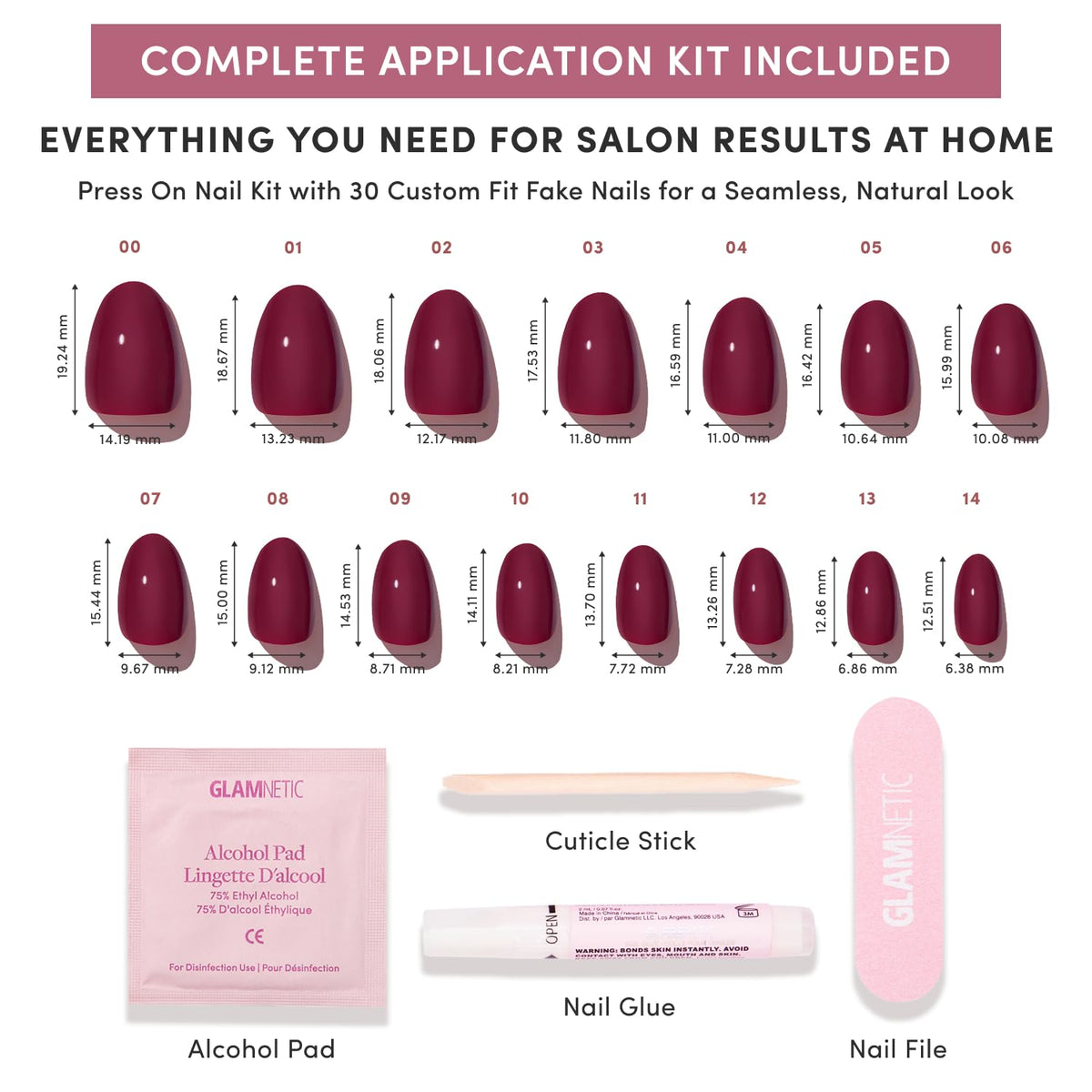Glamnetic faux ongles press on avec bâtonnet de cuticule