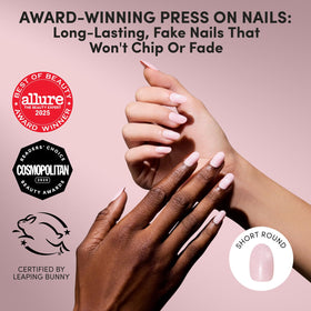 Glamnetic faux ongles press-on avec finition rose pailletée