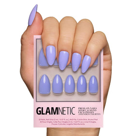 Glamnetic Faux Ongles Press-On Courts Amande Glossy Kit Complet 30 Pièces vue de face