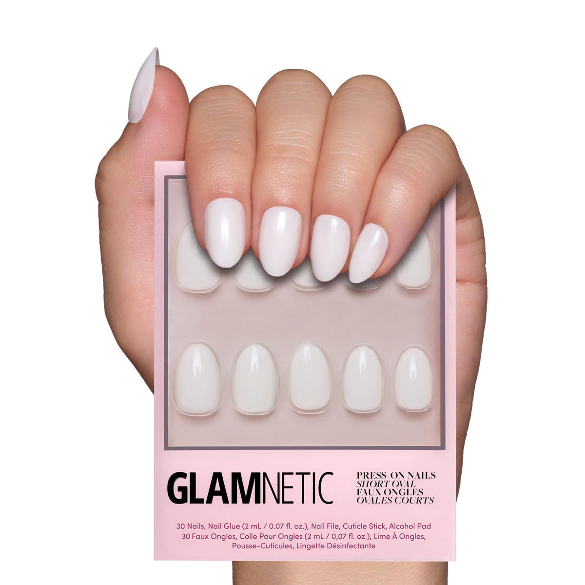 Glamnetic Faux Ongles Press-On Courts Oval Glossy ensemble complet