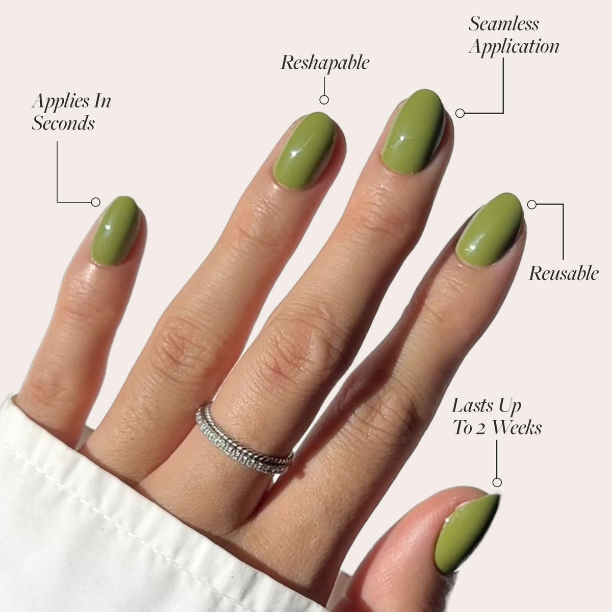 Glamnetic faux ongles press-on courts ovales sur une main