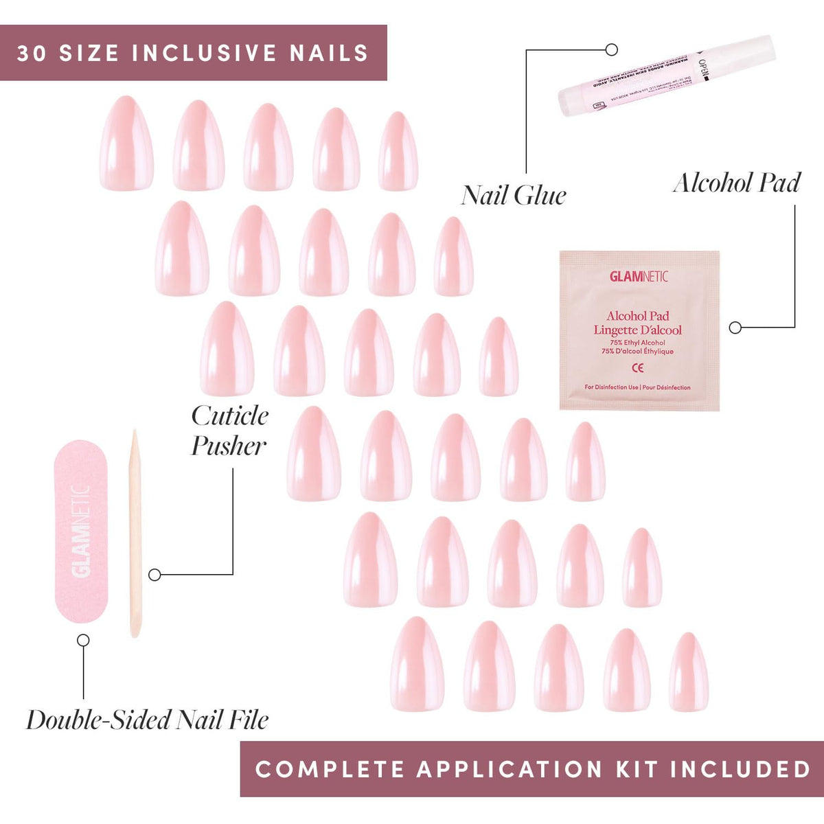 Glamnetic faux ongles press-on disposés pour une manucure élégante