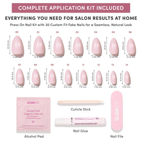 Glamnetic faux ongles press-on en rose pailleté avec bâtonnet