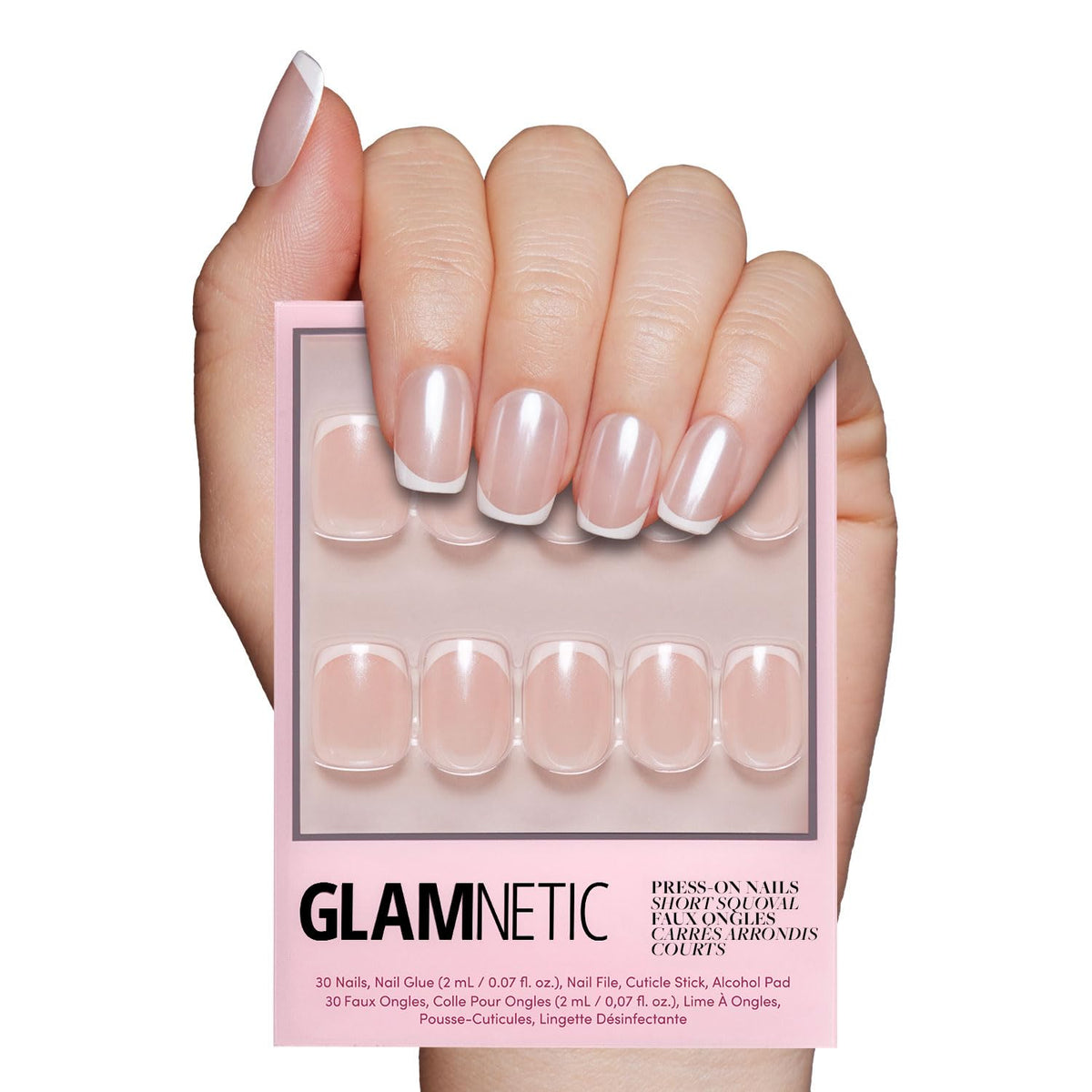 Glamnetic Faux Ongles Press On La Perle, kit complet 30 pièces