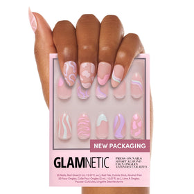 Glamnetic faux ongles pressés amandes courtes glossy 24 pièces en boîte
