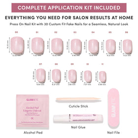 Glamnetic Faux Ongles Pressés - Kit Complet de 30 Ongles Courts en Velours