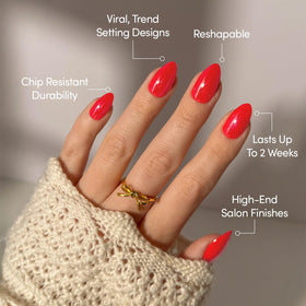 Glamnetic faux ongles Short Almond avec finition glaçée, vue de côté