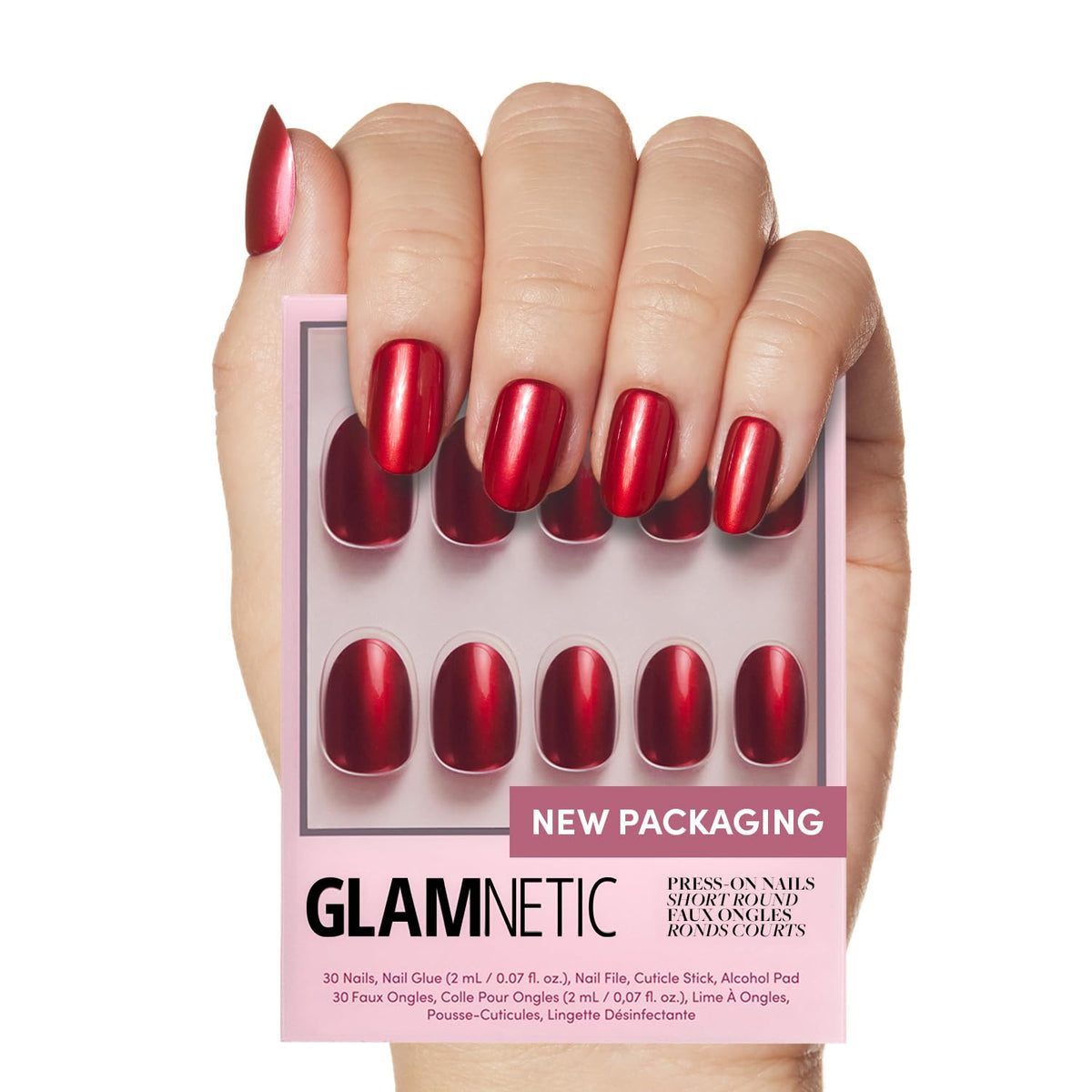 Glamnetic kit d'ongles press-on cerise glacée vue de face