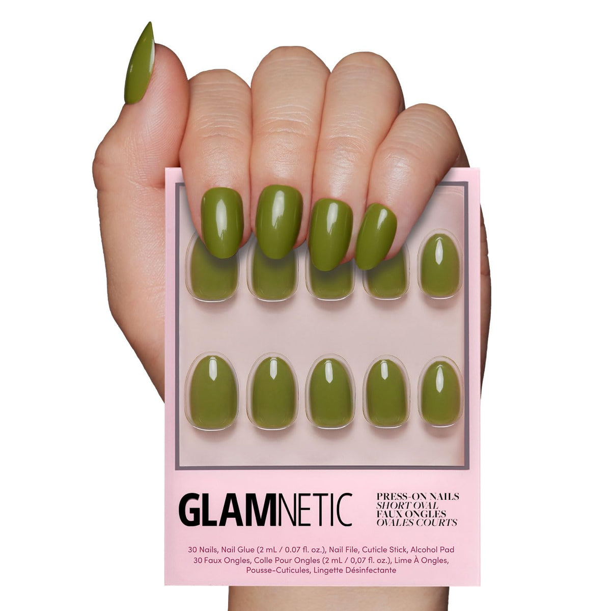 Glamnetic kit de faux ongles press-on courts ovales en vert mousse
