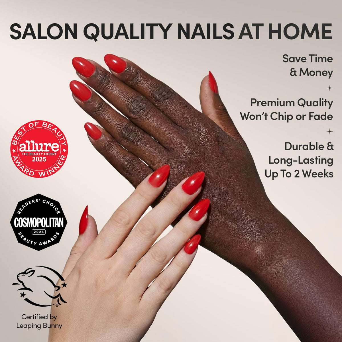 Glamnetic kit de faux ongles Short Almond avec boîte de rangement