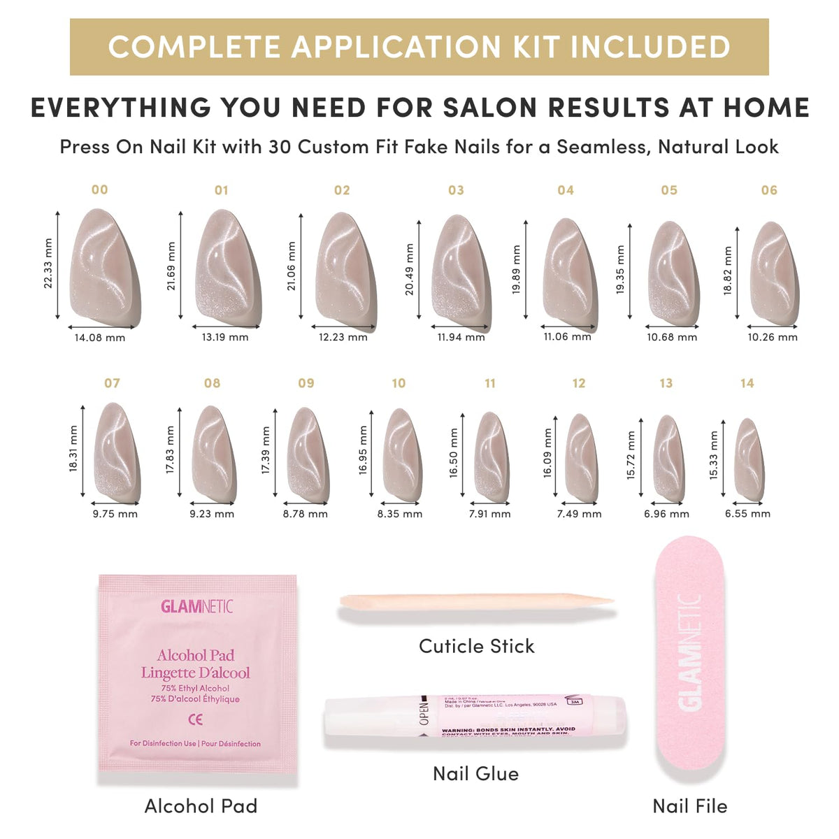 Glamnetic Ongles Postiches en forme d'amande avec kit complet