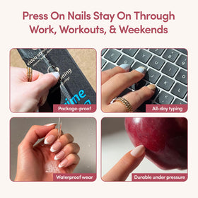 Glamnetic ongles press-on montrant différentes tailles