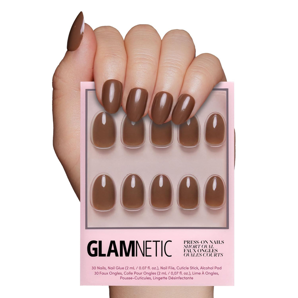 Glamnetic Ongles Pressés Bruns Ovales - vue avant