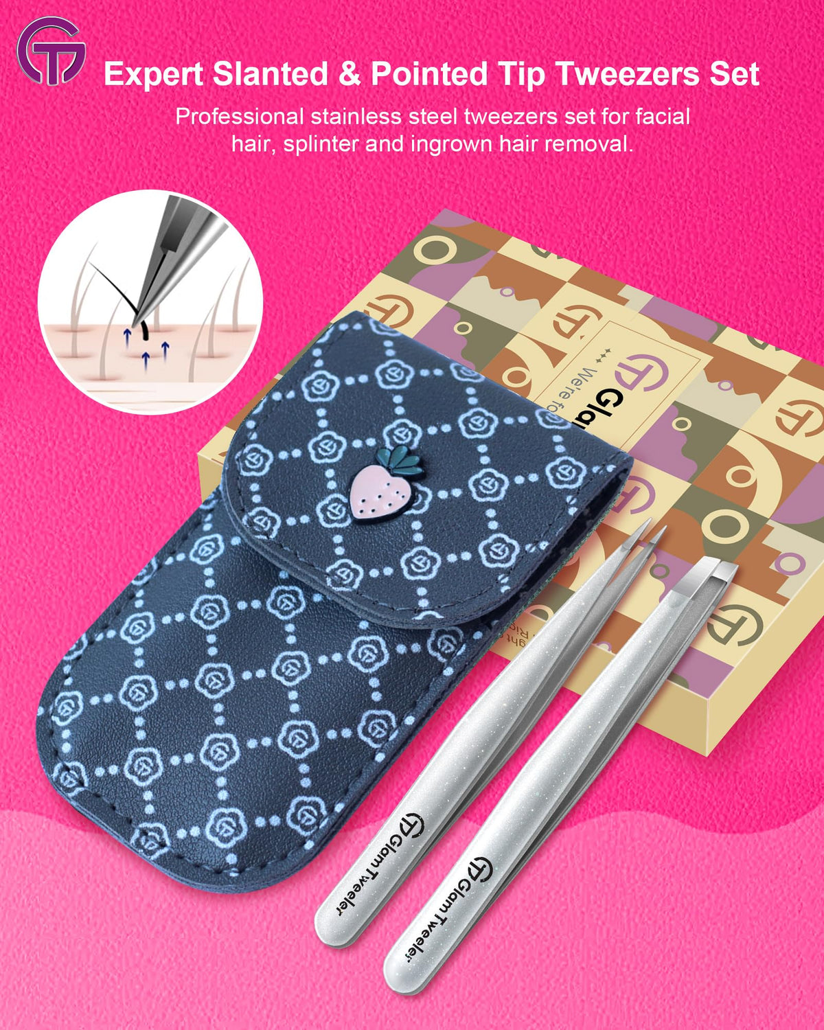 GlamTweeler pinces à épiler utilisées sur des sourcils