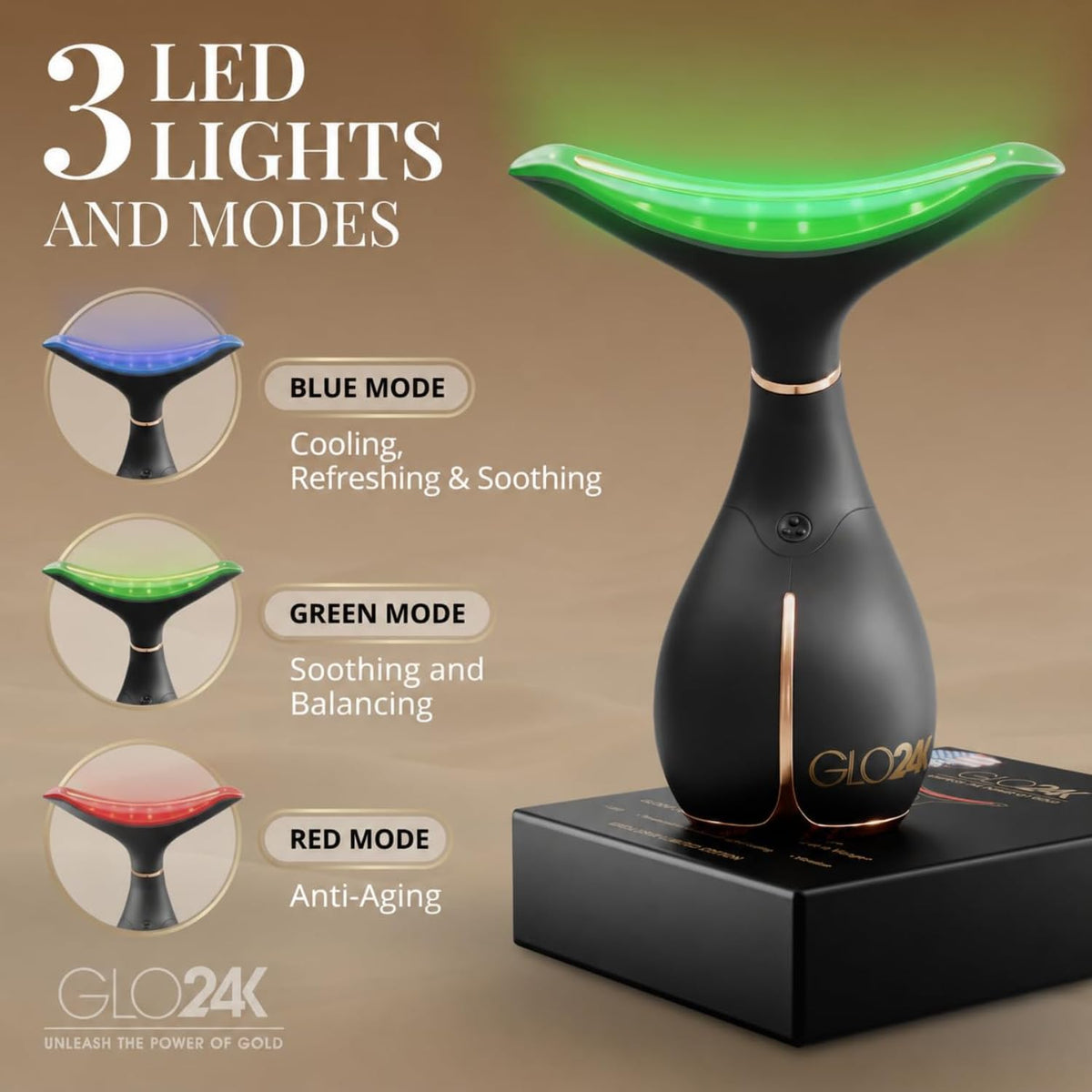 GLO24K Appareil de Massage Facial avec étui de protection