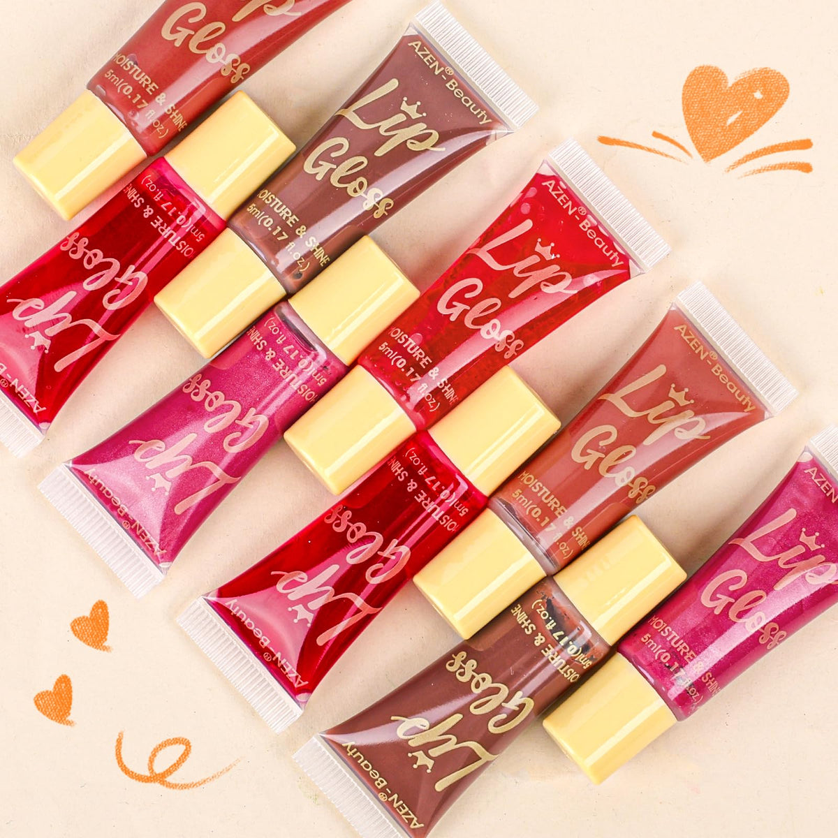 Gloss à lèvres AZEN coloré avec éclat, en gros plan