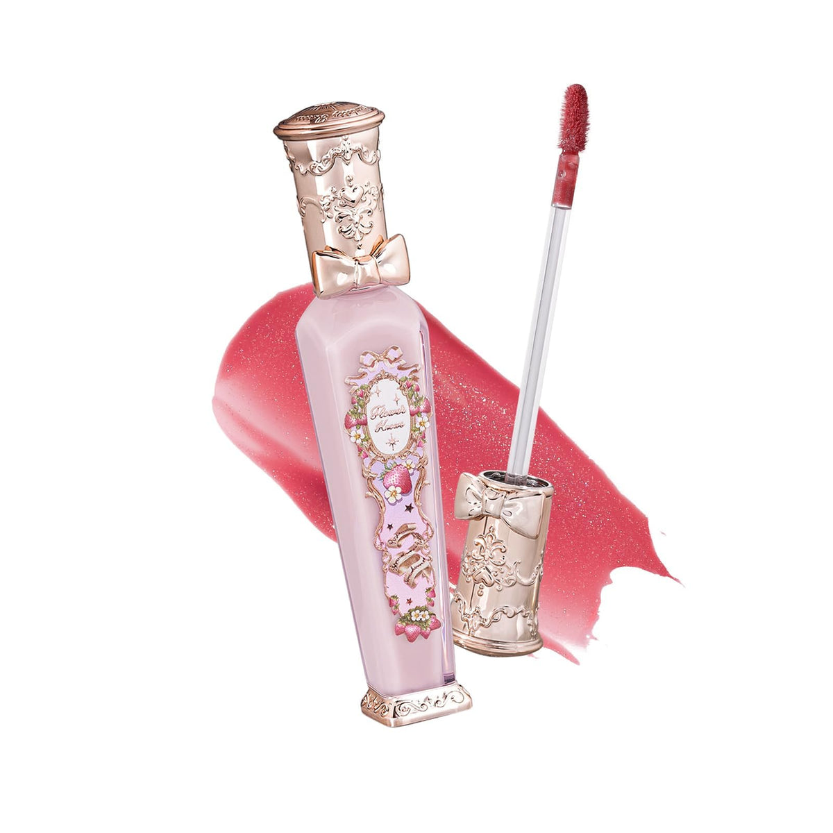 Gloss à Lèvres Glowy Rococo rose foncé devant avec étui élégant