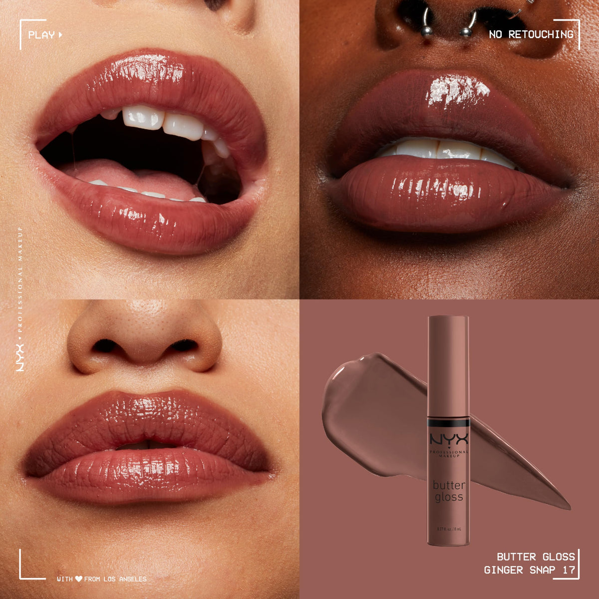 Gloss à Lèvres NYX Butter Ginger Snap 9g côté