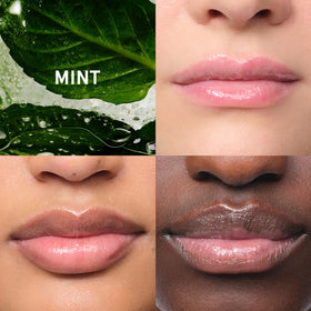 Glossier Balm Dotcom tube sur une table en bois