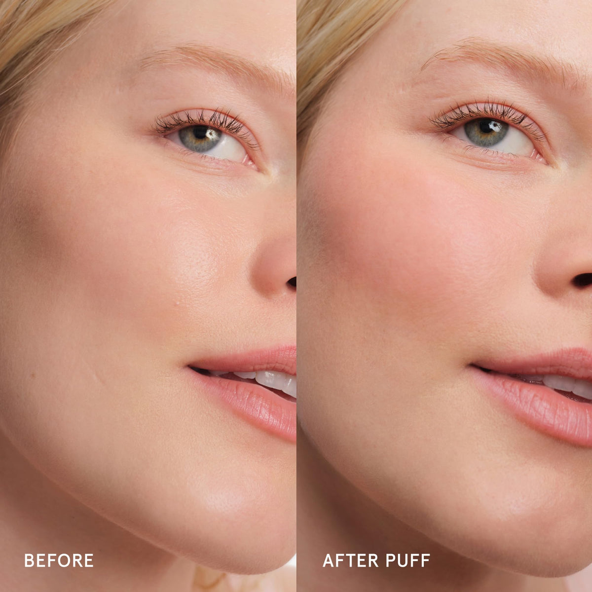 Glossier Cloud Paint Blush Crème Puff 9g application avec pinceau