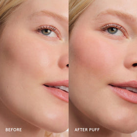 Glossier Cloud Paint Blush Crème Puff 9g application avec pinceau