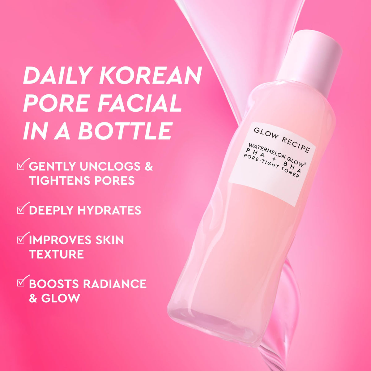 Glow Recipe Tonique PHA + BHA 150ml avec goutte d'application