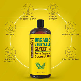 Glycérine végétale bio Seven Minerals avec étiquette et ingrédients